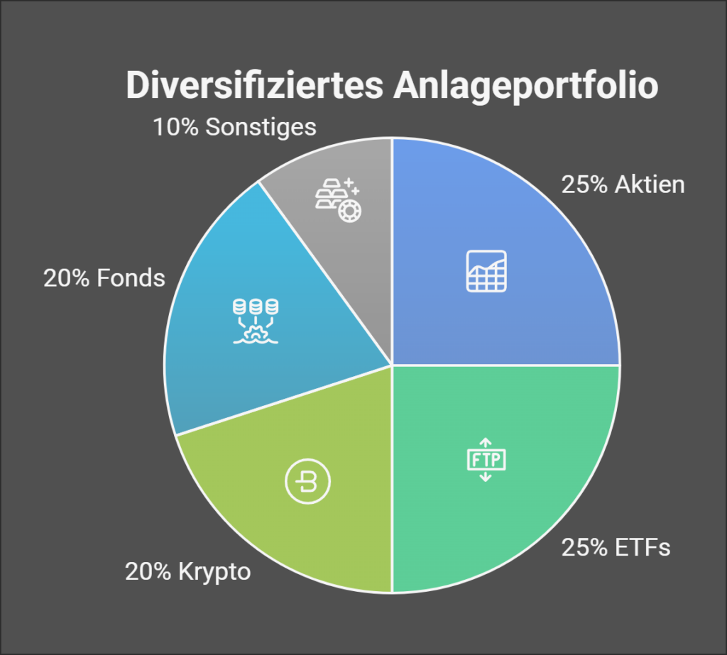 unterschiedliche Anlagemöglichkeiten für ein diversifiziertes Portfolio für Risikostreuung